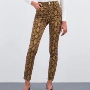 Zara Hi Rise Snake Skin Print Skinny Jeans